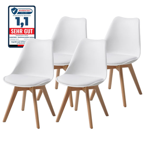 ALBATROS AARHUS Esszimmerstühle Skandinavisch – 4er Set Weiss