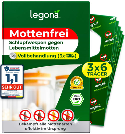 Legona® Schlupfwespen Lebensmittelmotten - 6 Karten à 3 Lieferungen