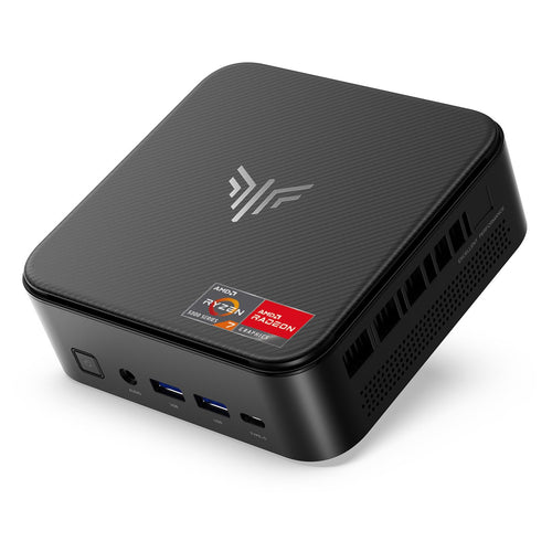 E3B Mini PC Ryzen 7 5700U 16GB/512GB SSD. Kompakter, schwarzer Mini-PC in Quaderform. Ermöglicht Desktop-Computing mit AMD Ryzen CPU und schneller SSD für Büro- und Multimedia-Anwendungen.