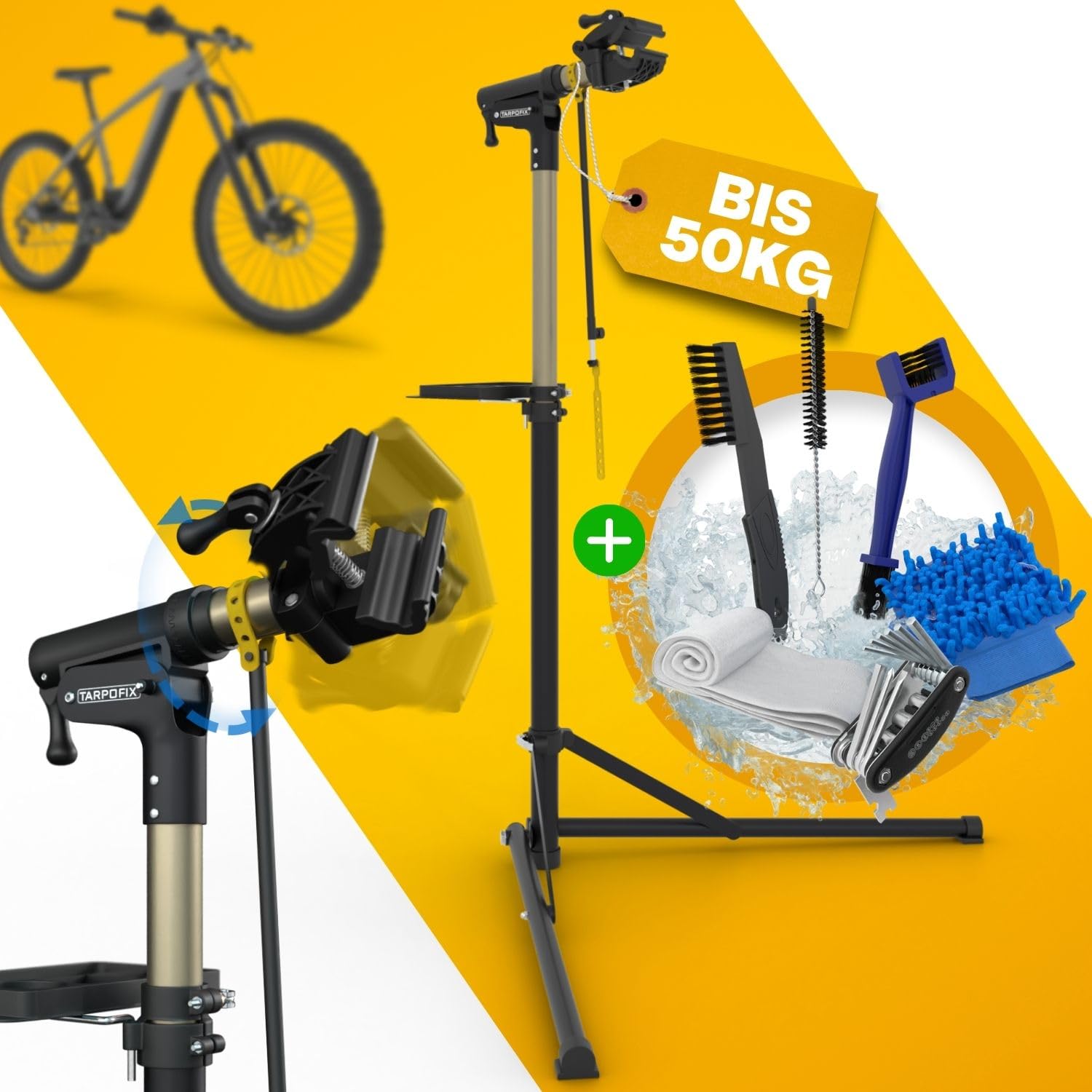 Montageständer Velo & E-Bike bis 50kg – 360° drehbar –