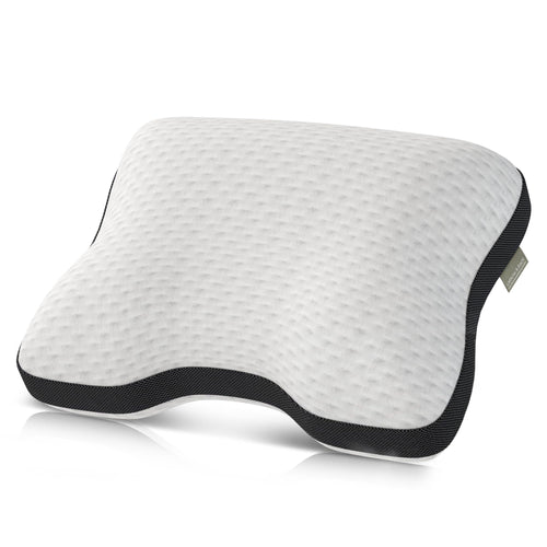 Liebscher & Bracht Orthopädisches Nackenkissen 40x55cm – Duo-Härte. Weißes, konturiertes Kissen stützt Kopf & Nacken im Schlaf.