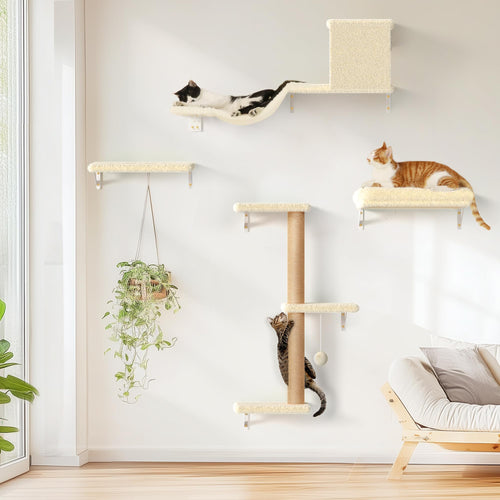 FUKUMARU Katzen Kletterwand Set Multiplex 10-teilig - Beige