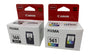 Canon Druckerpatronen Pixma TS5350 Serie – inkl. Kugelschreiber. Schwarze und farbige Tintenpatronen zum Tintenstrahldruck, plus ein schwarzer Kugelschreiber.