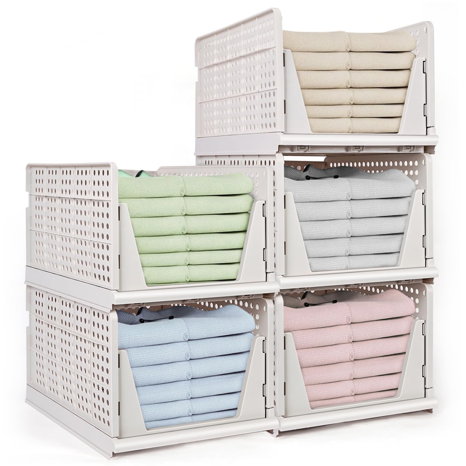 Stapelbare Schubladenbox Organizer Weiss im 5er-Set –