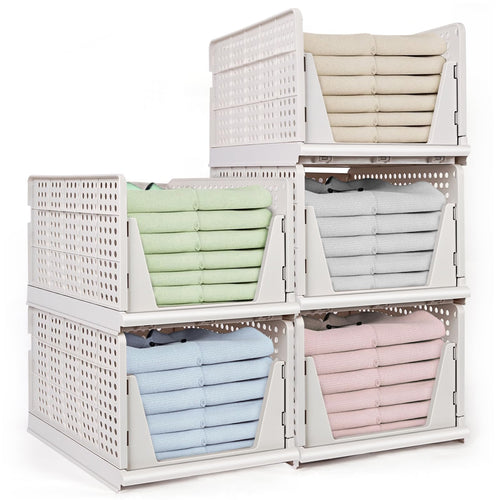 5er Set Stapelbare Schubladenbox Organizer – Weiss 42x33x25cm