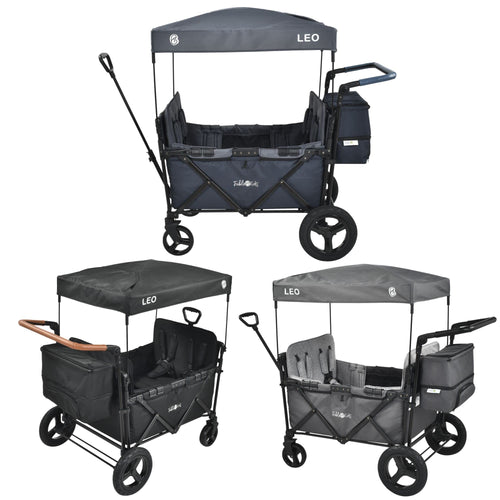 FableKids Bollerwagen Leo X4Plus mit Dach 4 Sitze Blueberry Blue, blau, mit Dach und 4 Sitzen für den Kindertransport.