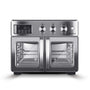 TurboTronic Mini Backofen 4in1 Heissluft – 32L Silber. Rechteckiger, silberner 32L-Ofen zur Speisenzubereitung mit Heissluft-, Back- und Grillfunktionen.