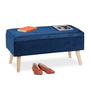 Relaxdays Sitzbank Samt Dunkelblau - Truhenbank 80cm: Dunkelblaue, rechteckige Samtbank mit Stauraum. Sitzgelegenheit und Aufbewahrungsmöglichkeit für den Innenbereich.