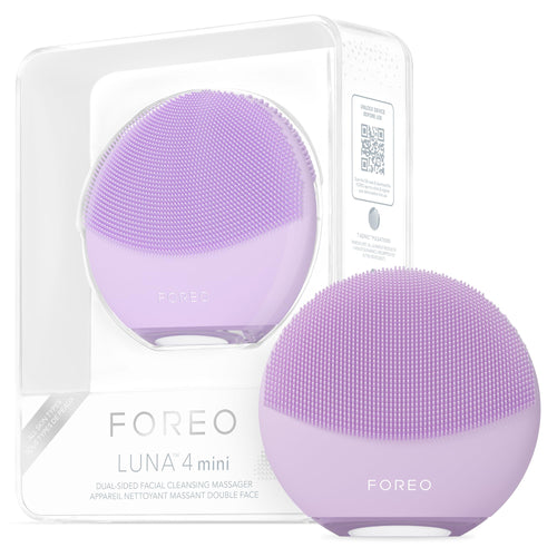 FOREO LUNA 4 mini Gesichtsreinigungsbürste & Massage: Lavendelfarbene Silikonbürste zur effektiven Gesichtsreinigung.