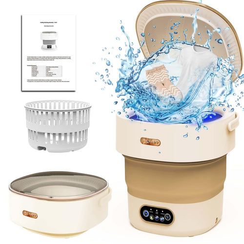 MiniWash Pro Tragbare 2-in-1 Mini-Waschmaschine 15L - Khaki. Kompakte Khaki-Maschine zum Waschen/Schleudern kleiner Wäsche.