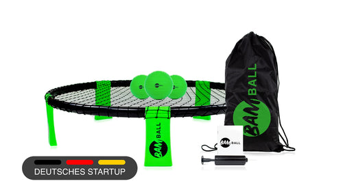 bamball® Roundnet-Set – 3 Bälle, Pumpe & verstärkte Rahmenteile