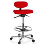 hjh OFFICE 608331 Stehhilfe Bürohocker, roter Stoffbezug, konische Basis. Ergonomische Stehhilfe zur Entlastung bei Arbeiten im Stehen.