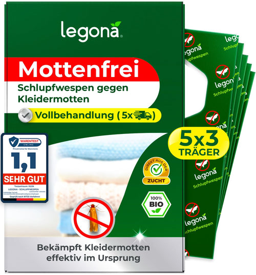 Legona® Schlupfwespen gegen Kleidermotten - 3 Träger (5 Lieferungen)