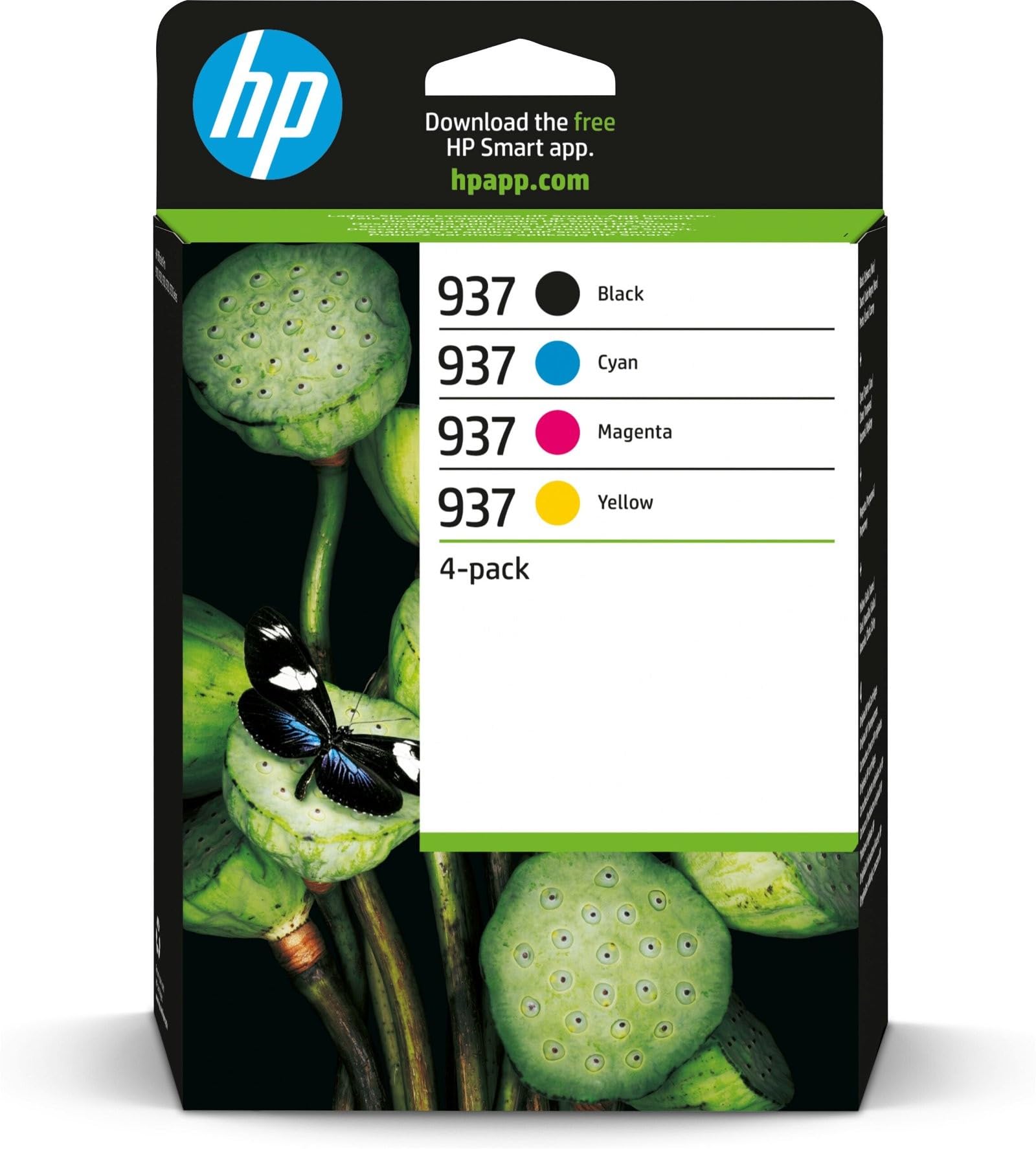 HP 937 CMYK Original Tintenpatronen 4er-Pack - 6C400NE. Rechteckige CMYK-Patronen für Farbdruck in HP-Druckern.