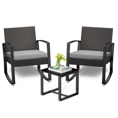 Bealife Lounge Set Gartenmöbel – 2 Personen Balkon Outdoor. Kompaktes Polyrattan-Set mit zwei Stühlen und Beistelltisch für Outdoor.