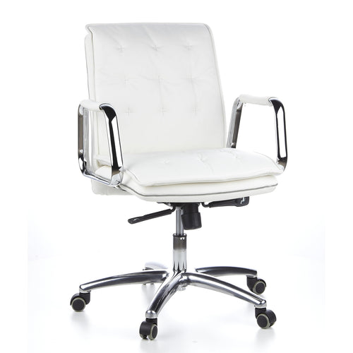 hjh OFFICE Chefsessel Villa 10 Leder Weiss 600932. Weißer Ledersessel, ergonomisch für langes und komfortables Sitzen im Büro.