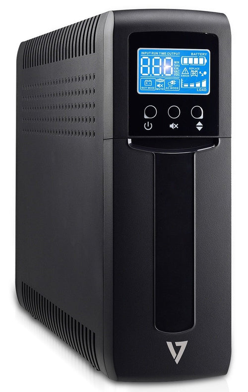 V7 UPS1TW1500-1E Unterbrechungsfreie Stromversorgung 1.500 VA Tower. Dieses Tower-Gerät sichert Elektronik vor Stromausfällen.