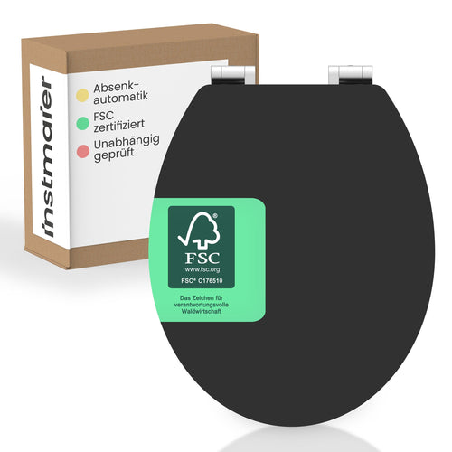 instmaier Gaia WC Sitz MDF Schwarz - Oval, Absenkautomatik