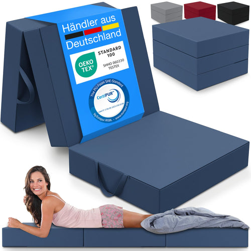 ELONEO Klappmatratze Gästematratze - Blau 75x195x15cm