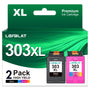 LOFBLAT 303 303XL Multipack Druckerpatronen kompatibel für HP - 2er-Pack. Zwei rechteckige Patronen für HP-Tintenstrahldrucker.