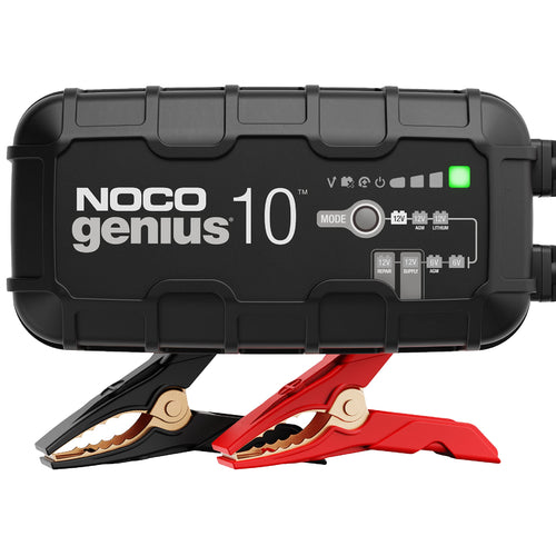 NOCO GENIUS10 Intelligentes Batterieladegerät 10A 6V/12V. Schwarzes Gerät. Lädt und pflegt 6V/12V Batterien.