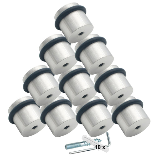 PLURI Bodentürstopper Edelstahl – 10er Set zum Schrauben, runder Edelstahlstopper. Dämpft Türen am Boden, schützt Wände.