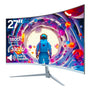 Gawfolk Curved PC Bildschirm 27 Zoll FHD 100Hz – Weiss. Dieser weiße, gekrümmte Monitor dient der Darstellung von Computerinhalten.