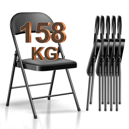 BULAGE Klappstuhl 6er Set Garten & Camping - Schwarz