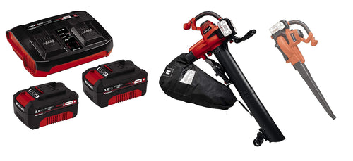 Einhell GE-CL 36/230 Li E Power X-Change Akku-Laubsauger, rot-schwarzes Handgerät mit Saugrohr zum kabellosen Entfernen von Laub.
