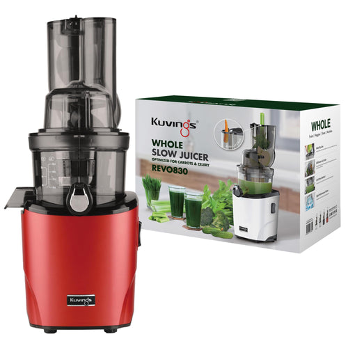 Kuvings REVO830 Entsafter – Slow Juicer in Dunkelrot Matt, vertikales Gerät. Presst schonend Obst & Gemüse für Saft.