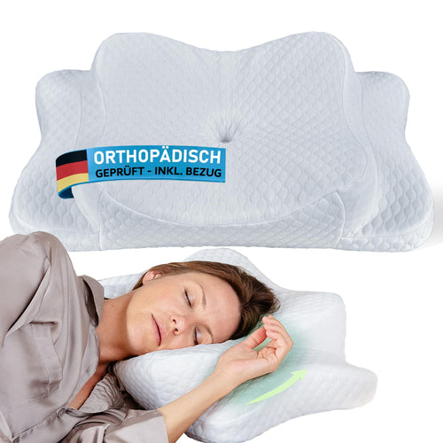 OrthoKomfort® Memory Foam Nackenstützkissen Orthopädisch - Weiss