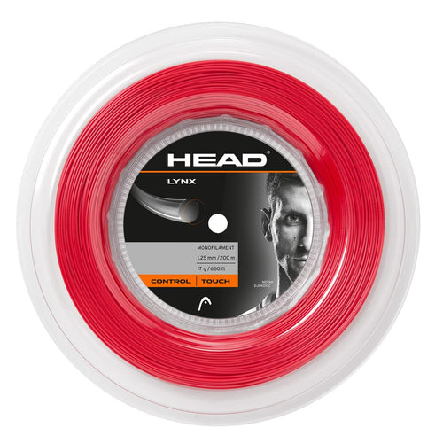 HEAD Lynx Tennis-Saite Rolle - Rot, 1.30 mm (Stärke 16): Rote Tennissaite auf Rolle zur Bespannung von Tennisschlägern.