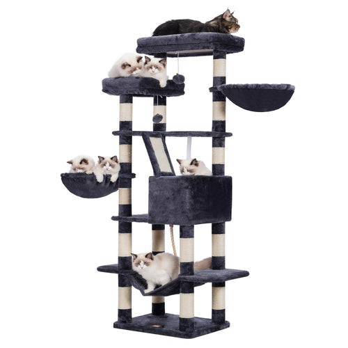 Heybly HCT025G Mehrstöckiger Katzenkratzbaum - 173cm Rauchgrau
