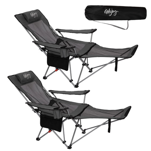 WEJOY 2-in-1 Campingstuhl faltbar - Grau/Schwarz 2er Set