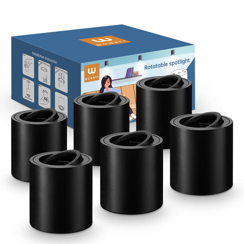 wowatt Aufbauspot GU10 Aluminium Schwarz – 6er Set rund schwenkbar