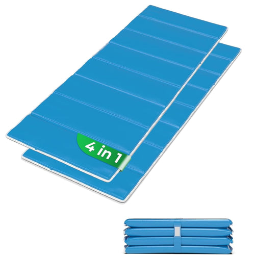 StarK® 4in1 Strandmatte – Faltbar Camping Pool SkyBlue 2er Set: Zwei faltbare, rechteckige, himmelblaue Matten bieten Liegefläche für Strand, Camping, Pool.