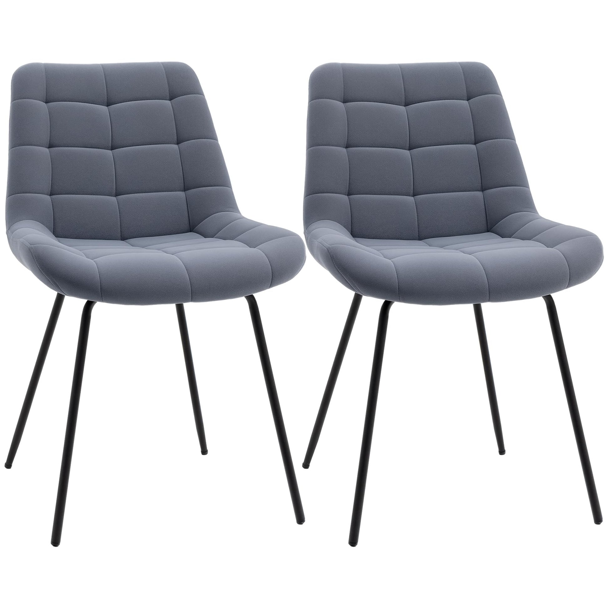 HOMCOM Esszimmerstuhl 2er Set Samt Grau Retro-Design: Zwei graue Samtstühle. Sie dienen als Sitzgelegenheit am Esstisch.