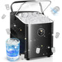 FOHERE Eiswürfelmaschine 14kg – Bullet Ice, Selbstreinigend. Silberne Eiswürfelmaschine produziert Bullet-Eis für Getränke.