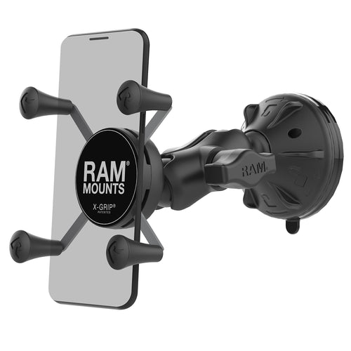 RAM Mounts RAP-B-166-2-A-UN7U Saugfuss-Halterung für Handy X-Grip kurz. Fixiert Telefone sicher an Scheiben oder glatten Flächen.