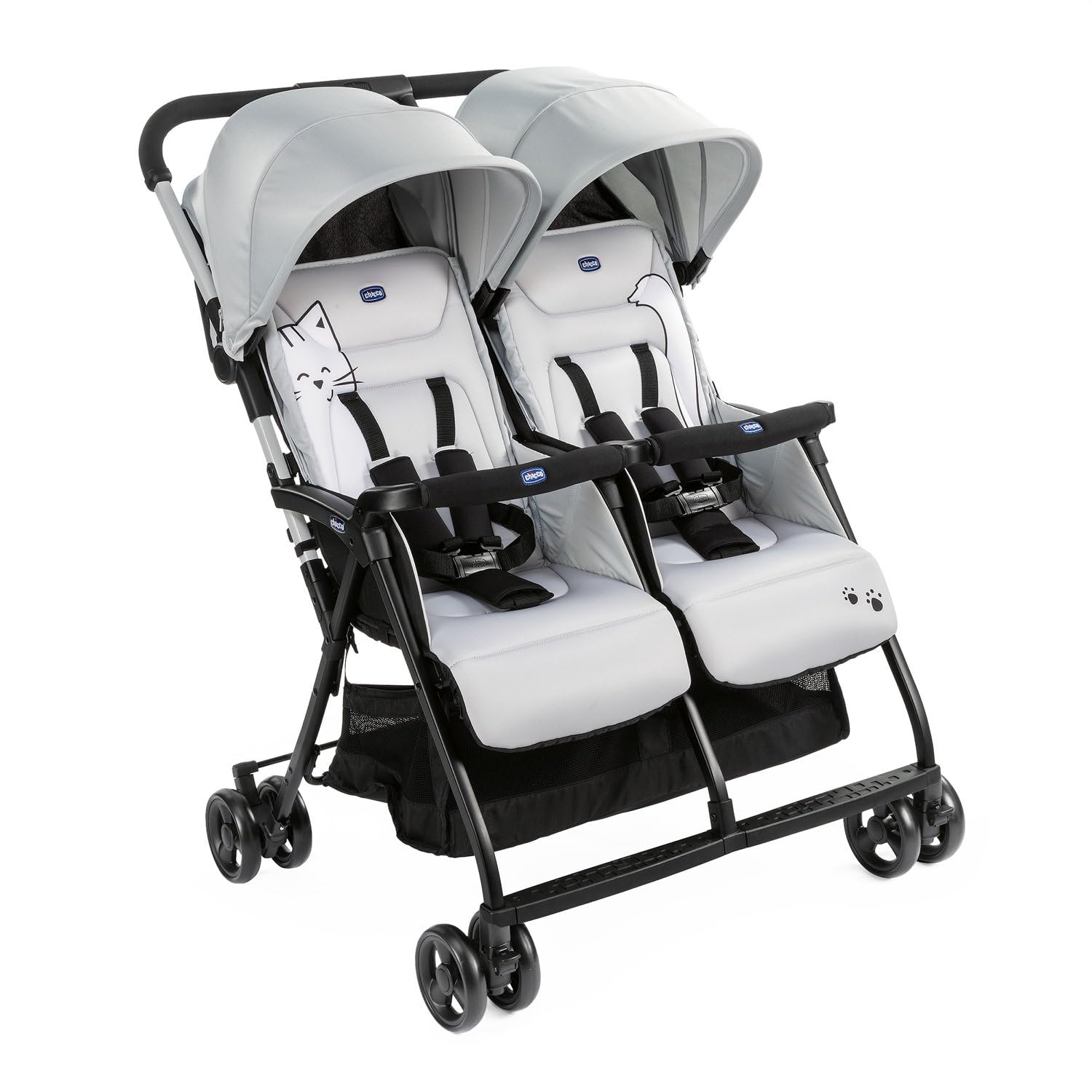 Chicco OHlalà Twin Geschwisterwagen: Kompakter Doppelbuggy mit zwei Sitzen nebeneinander zum Transport von Geschwistern ab Geburt.