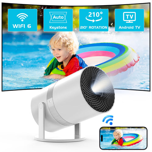 Mini Beamer Android OS – Smart Projektor Full HD, Auto Trapez. Kompakter Projektor für Full HD mit Android OS u. Auto-Trapez.
