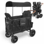 WonderFold W2 Luxe KinderVan Bollerwagen – Volcano Black. Schwarzer, faltbarer Bollerwagen für den sicheren Transport von Kindern.