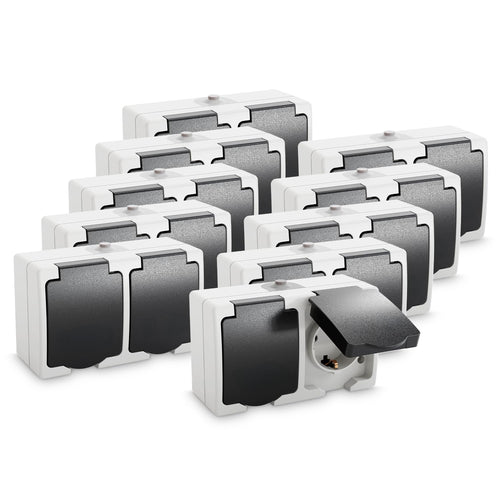 greate 10er Feuchtraum Doppelsteckdose Aufputz IP44