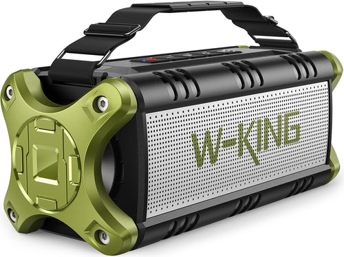 W-KING Bluetooth Party Lautsprecher 90W – Wasserdicht. Robuster, schwarzer Lautsprecher für kabellose Musikwiedergabe bei Partys & Outdoor-Events.