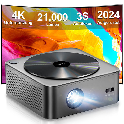 Ultimea Beamer Full HD 1080P Native - Autofokus 5G WiFi. Rechteckiger Heimkino-Projektor. Projiziert Inhalte in Full HD.