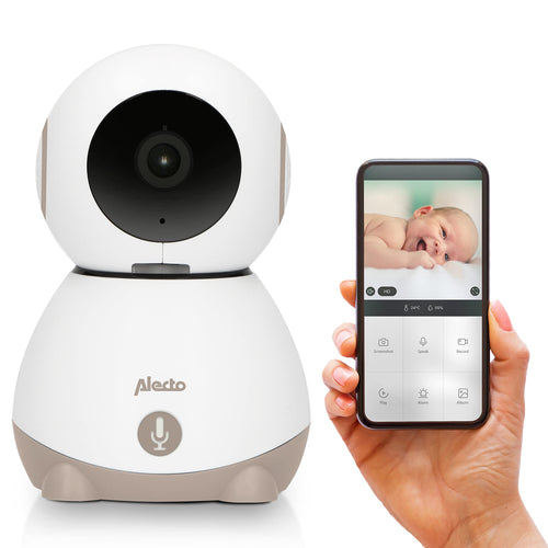 Alecto SMARTBABY10BE Video Babyphone in Weiss/Beige zur Babyüberwachung via WLAN.