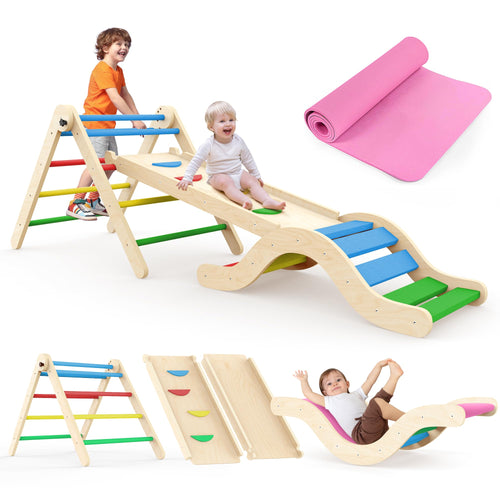 Montessori Klettergerüst 7-in-1 Indoor Spielset - Bunt