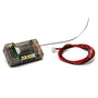 Spektrum SR6100AT Telemetrie-Empfänger – DSMR 6-Kanal AVC: Kompaktes schwarzes Gehäuse mit Antennen. Empfängt DSMR-Signale für Telemetrie und AVC-Steuerung von RC-Modellen.