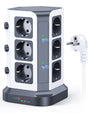 KOOSLA 12-fach Steckdosenturm 65W USB C PD Überspannungsschutz Grau