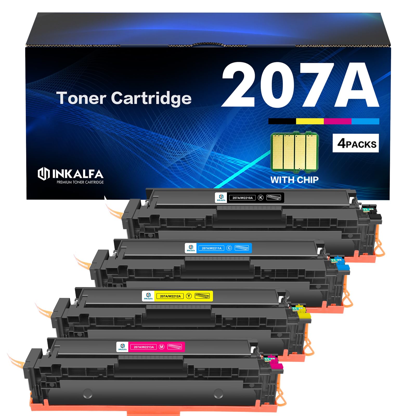 Kompatibler HP 207A 207X Farb Toner Multipack - Mit Chip. Farbige Tonerkartuschen zum Farbdruck in Laserdruckern.